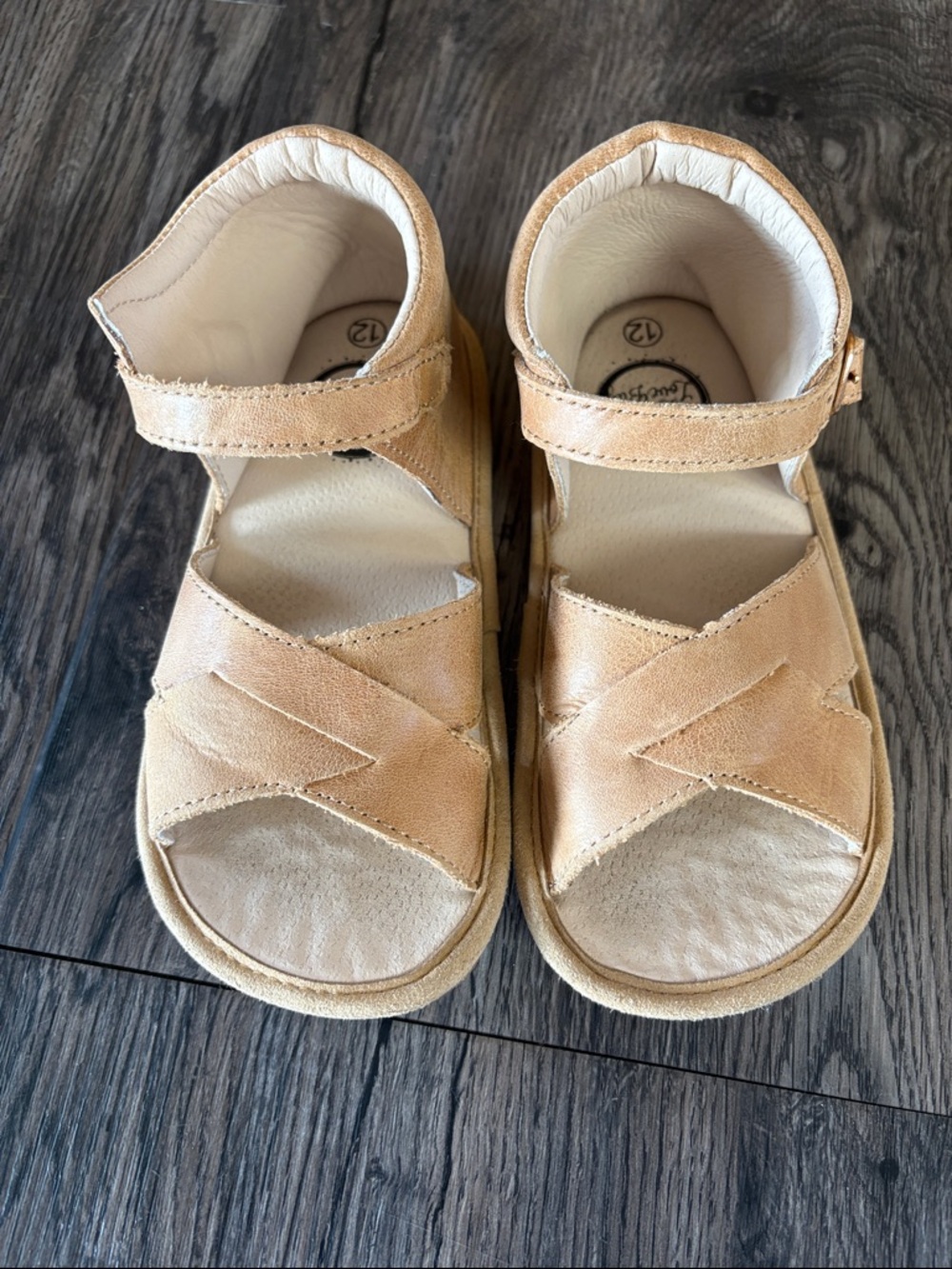 Little Love Bug Desert Sand Leather Sebby Sandals Size 12